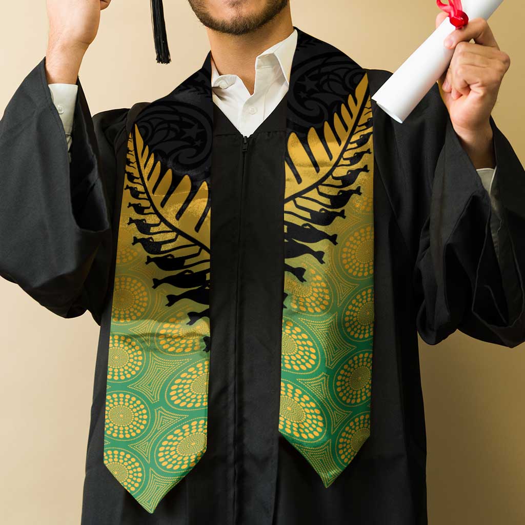 Australia New Zealand Rugby Graduation Stole Gradient Aboriginal Wallabies and Maori Black Fern LT9 - Polynesian Pride