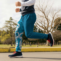 Azure Blue Maori Jogger Pants Koru Kowhaiwhai LT7 - Polynesian Pride