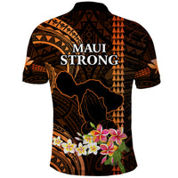 Hawaii Polo Shirt Pray For Maui Hawaiian Plumeria Pattern Gold Version LT14 - Polynesian Pride