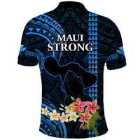Hawaii Polo Shirt Pray For Maui Hawaiian Plumeria Pattern Blue Version LT14 - Polynesian Pride