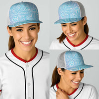 Baby Blue Gradient Polynesia Baseball Net Cap Hawaiian Tribal Hammerhead Shark Tattoo - Polynesian Pride