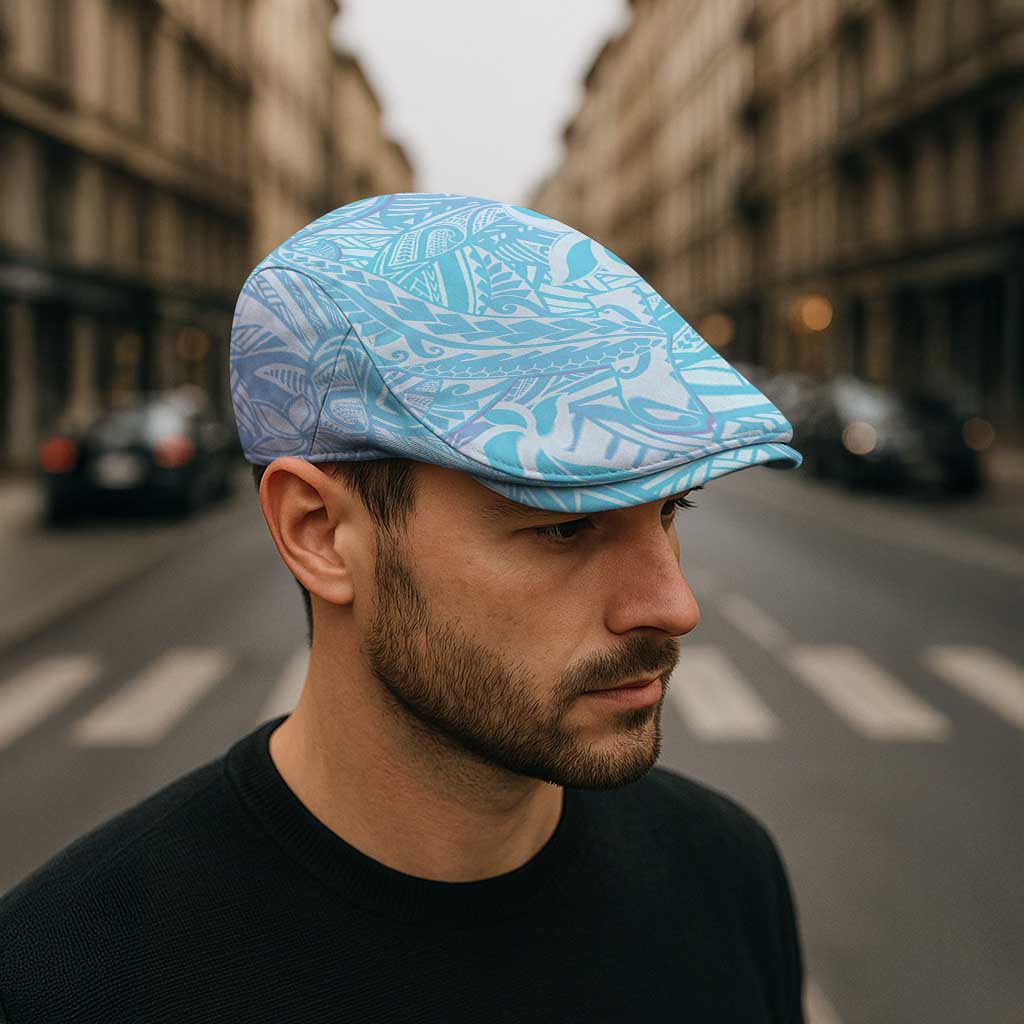 Baby Blue Gradient Polynesia Jeff Hat Hawaiian Tribal Hammerhead Shark Tattoo - Polynesian Pride