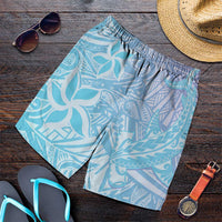 Baby Blue Gradient Polynesia Shorts for Men Hawaiian Tribal Hammerhead Shark Tattoo LT14 Baby Blue - Polynesian Pride