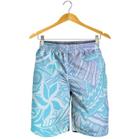 Baby Blue Gradient Polynesia Shorts for Men Hawaiian Tribal Hammerhead Shark Tattoo LT14 - Polynesian Pride