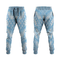 Baby Blue Mermaid Puakenikeni Maile Lei Jogger Pants LT01 Blue - Polynesian Pride