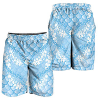 Baby Blue Mermaid Puakenikeni Maile Lei Shorts for Men LT01 - Polynesian Pride