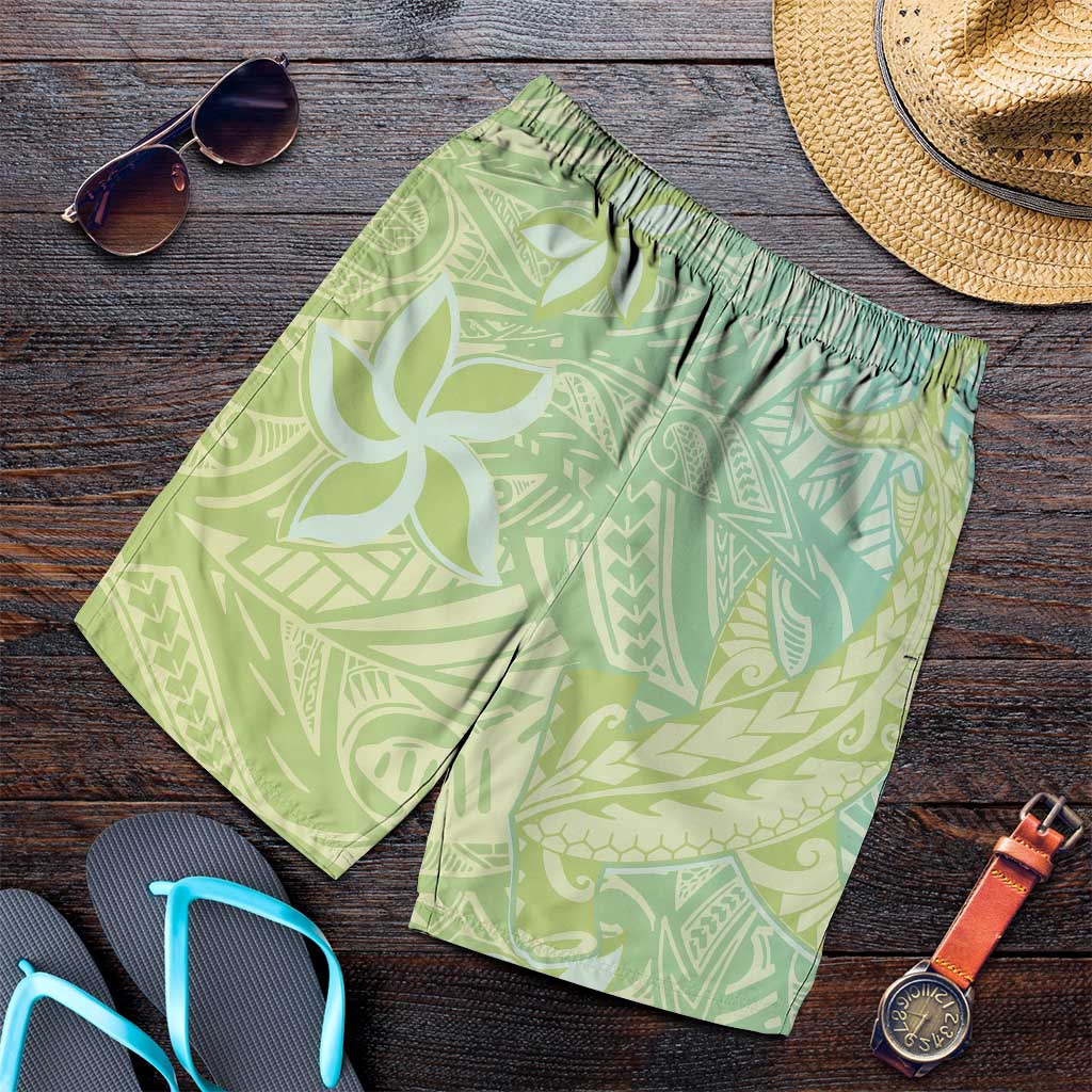 Baby Green Gradient Polynesia Shorts for Men Hawaiian Tribal Hammerhead Shark Tattoo LT14 Baby Green - Polynesian Pride