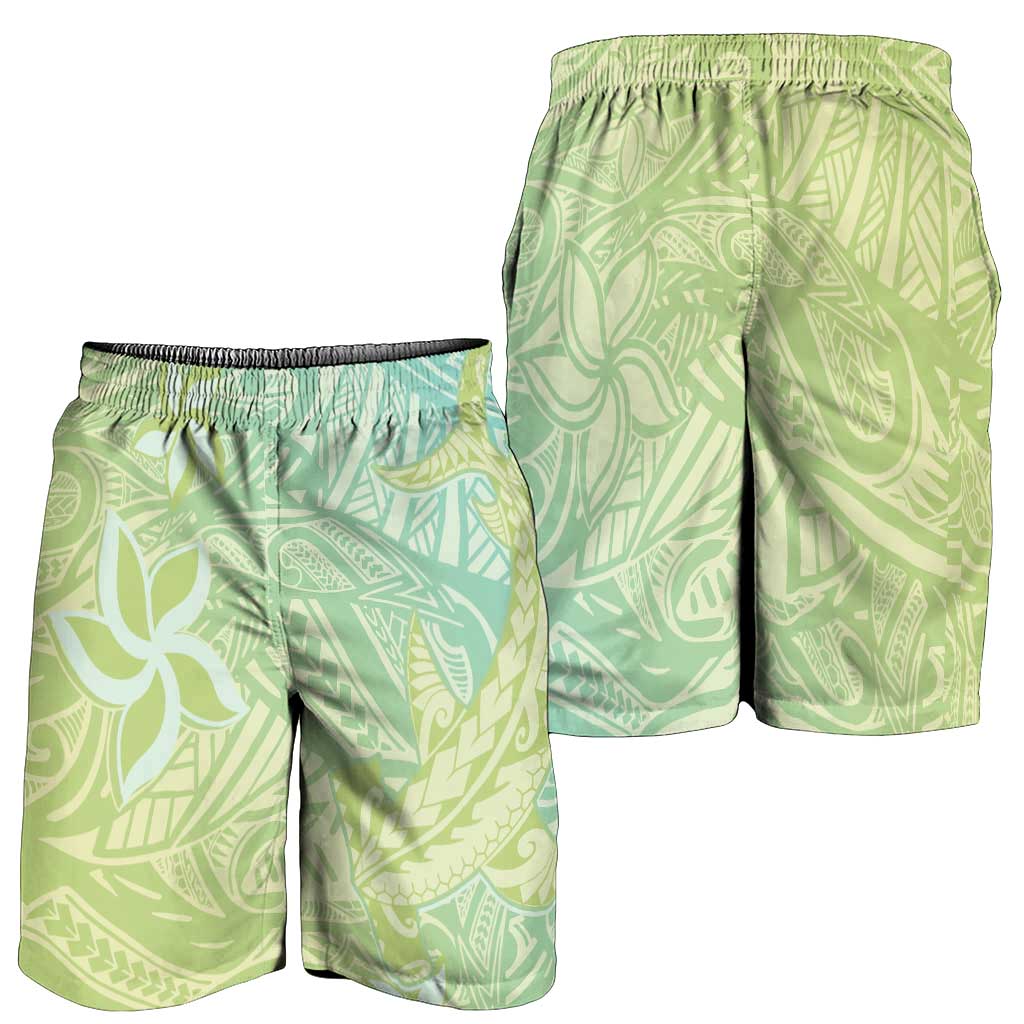 Baby Green Gradient Polynesia Shorts for Men Hawaiian Tribal Hammerhead Shark Tattoo LT14 - Polynesian Pride
