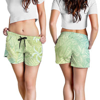 Baby Green Gradient Polynesia Shorts for Women Hawaiian Tribal Hammerhead Shark Tattoo LT14 - Polynesian Pride