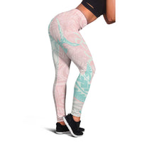 Baby Pink Gradient Polynesia Leggings Hawaiian Tribal Hammerhead Shark Tattoo - Polynesian Pride