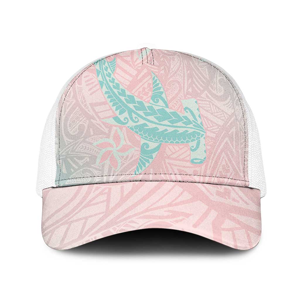 Baby Pink Gradient Polynesia Mesh Trucker Cap Hawaiian Tribal Hammerhead Shark Tattoo - Polynesian Pride