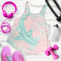 Baby Pink Gradient Polynesia Women Racerback Tank Hawaiian Tribal Hammerhead Shark Tattoo - Polynesian Pride