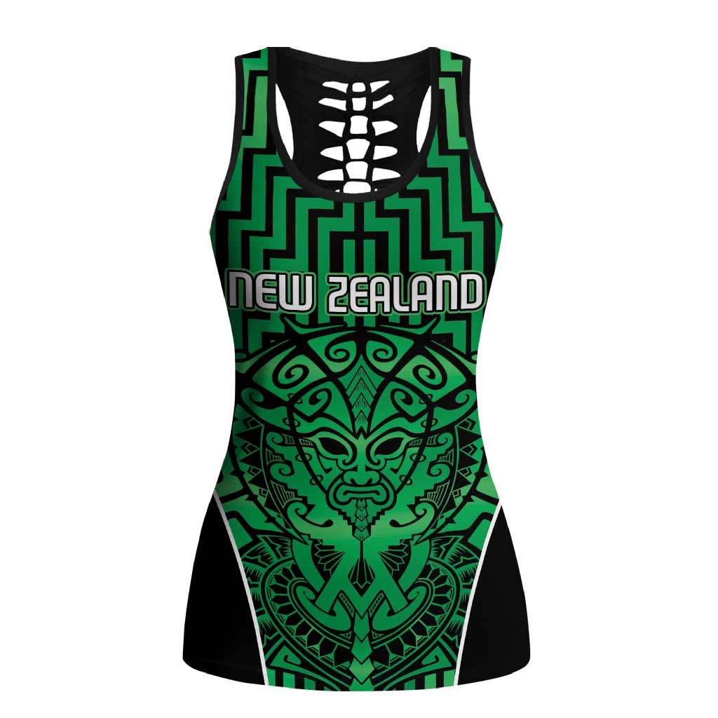 Basketball New Zealand Hollow Tank Top Green Maori Ta Moko Indigenous LT9 Female Green - Polynesian Pride