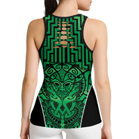 Basketball New Zealand Hollow Tank Top Green Maori Ta Moko Indigenous LT9 - Polynesian Pride