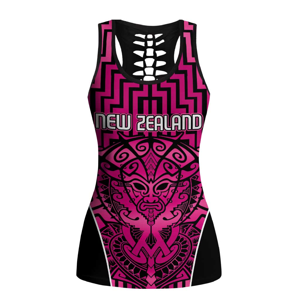 Basketball New Zealand Hollow Tank Top Pink Maori Ta Moko Indigenous LT9 Female Pink - Polynesian Pride
