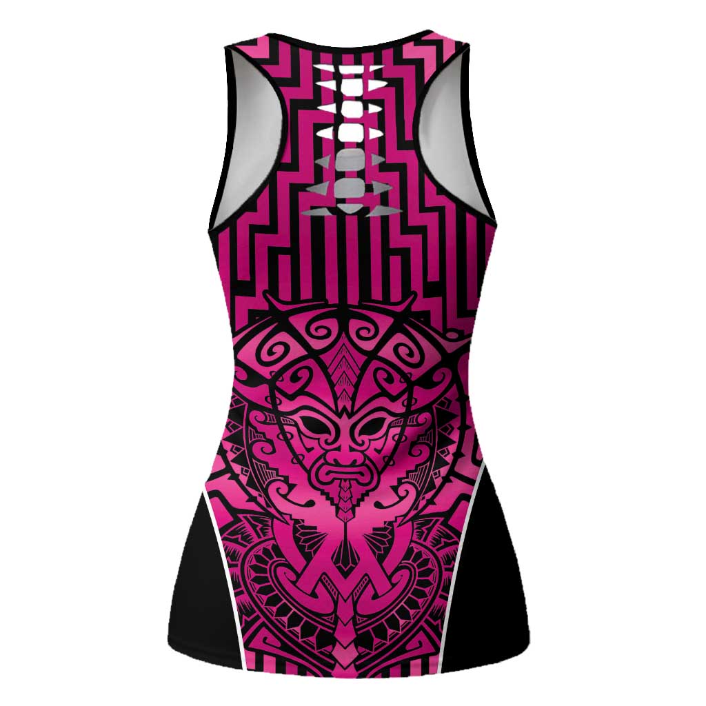 Basketball New Zealand Hollow Tank Top Pink Maori Ta Moko Indigenous LT9 - Polynesian Pride