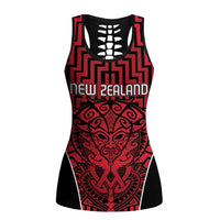 Basketball New Zealand Hollow Tank Top Red Maori Ta Moko Indigenous LT9 Female Red - Polynesian Pride