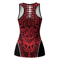 Basketball New Zealand Hollow Tank Top Red Maori Ta Moko Indigenous LT9 - Polynesian Pride