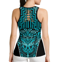 Basketball New Zealand Hollow Tank Top Teal Maori Ta Moko Indigenous LT9 - Polynesian Pride