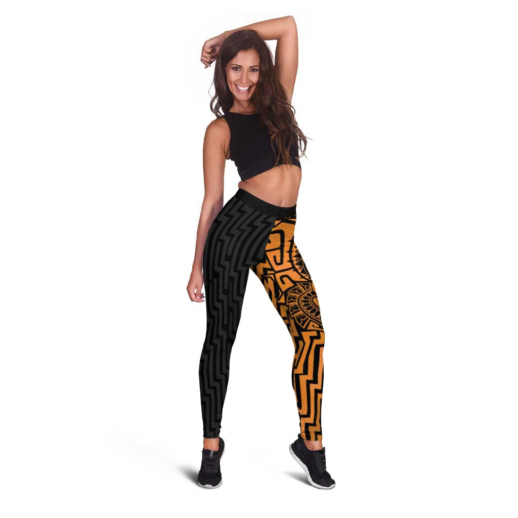 Basketball New Zealand Leggings Gold Maori Ta Moko Indigenous - Polynesian Pride