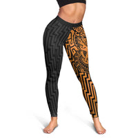 Basketball New Zealand Leggings Gold Maori Ta Moko Indigenous - Polynesian Pride