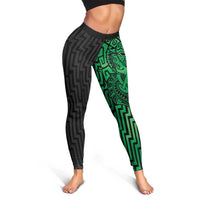 Basketball New Zealand Leggings Green Maori Ta Moko Indigenous - Polynesian Pride
