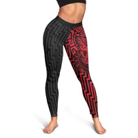 Basketball New Zealand Leggings Red Maori Ta Moko Indigenous - Polynesian Pride