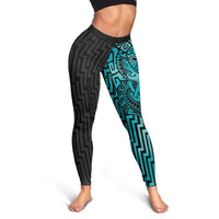 Basketball New Zealand Leggings Teal Maori Ta Moko Indigenous - Polynesian Pride
