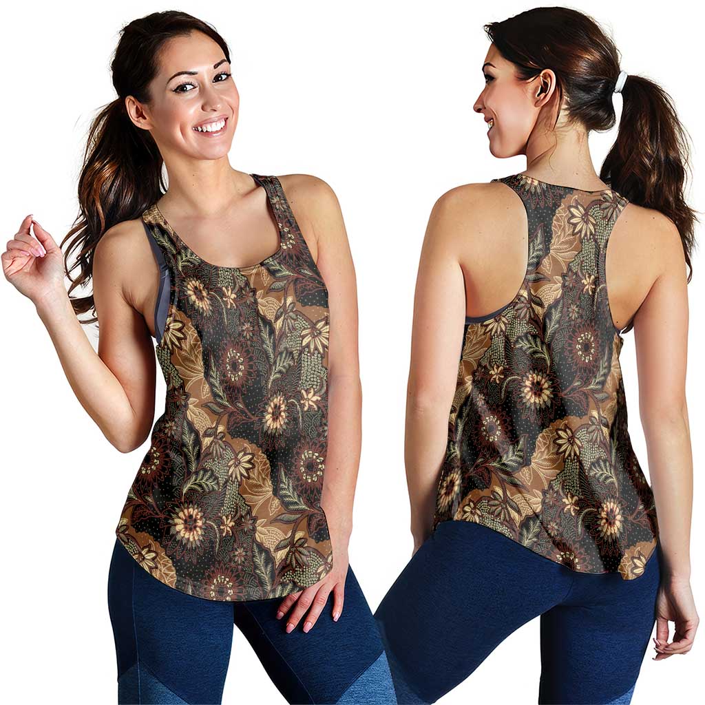 Batik Pedalaman Semen Lereng Style Women Racerback Tank Indonesian Traditional Pattern