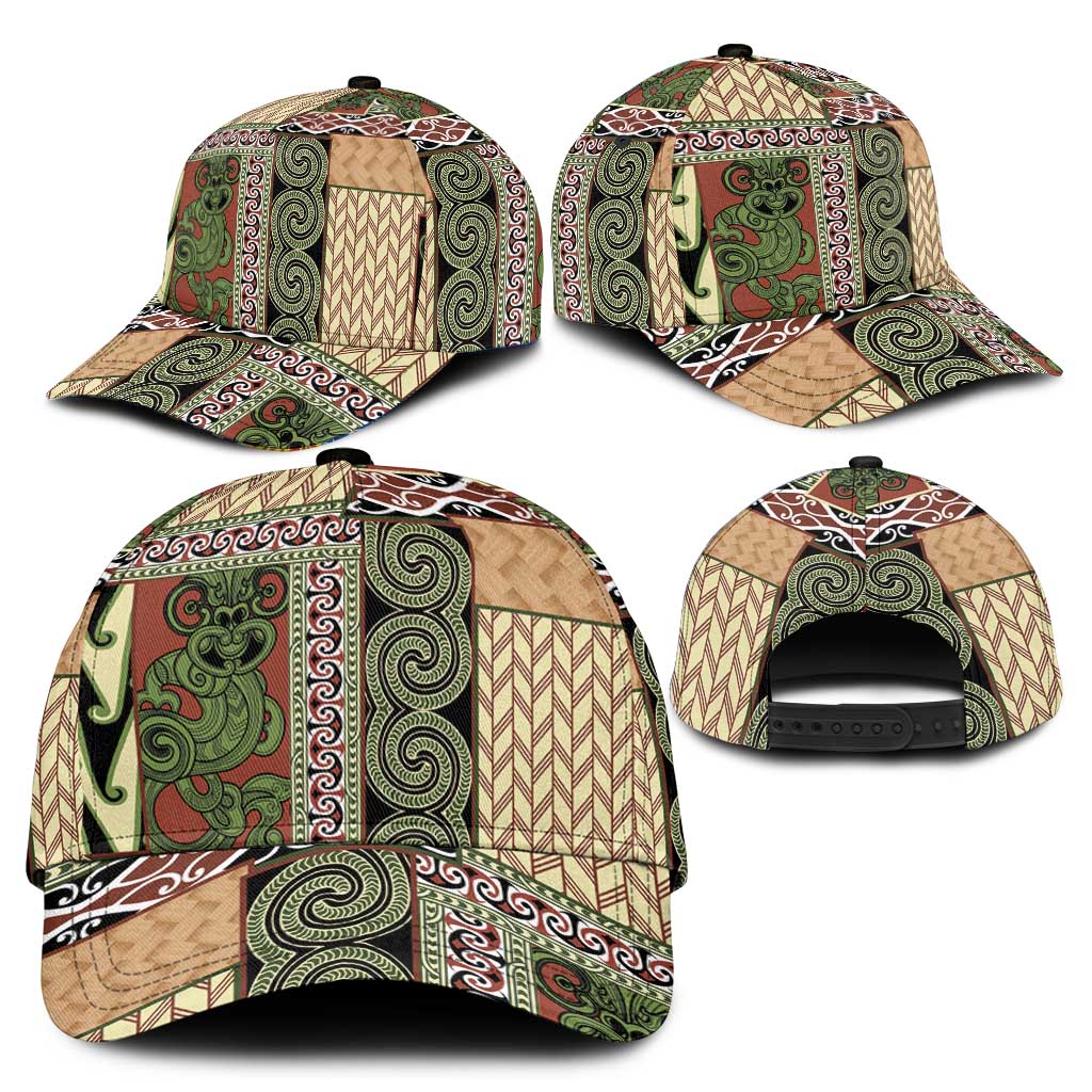 Beige Aotearoa Kowhaiwhai Pattern Classic Cap NZ Maori Quilt Style - Polynesian Pride