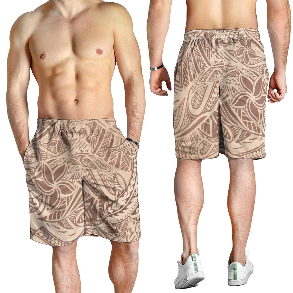 Beige Gradient Polynesia Shorts for Men Hawaiian Tribal Hammerhead Shark Tattoo LT14 - Polynesian Pride