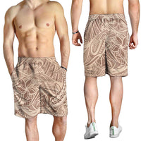 Beige Gradient Polynesia Shorts for Men Hawaiian Tribal Hammerhead Shark Tattoo LT14 - Polynesian Pride