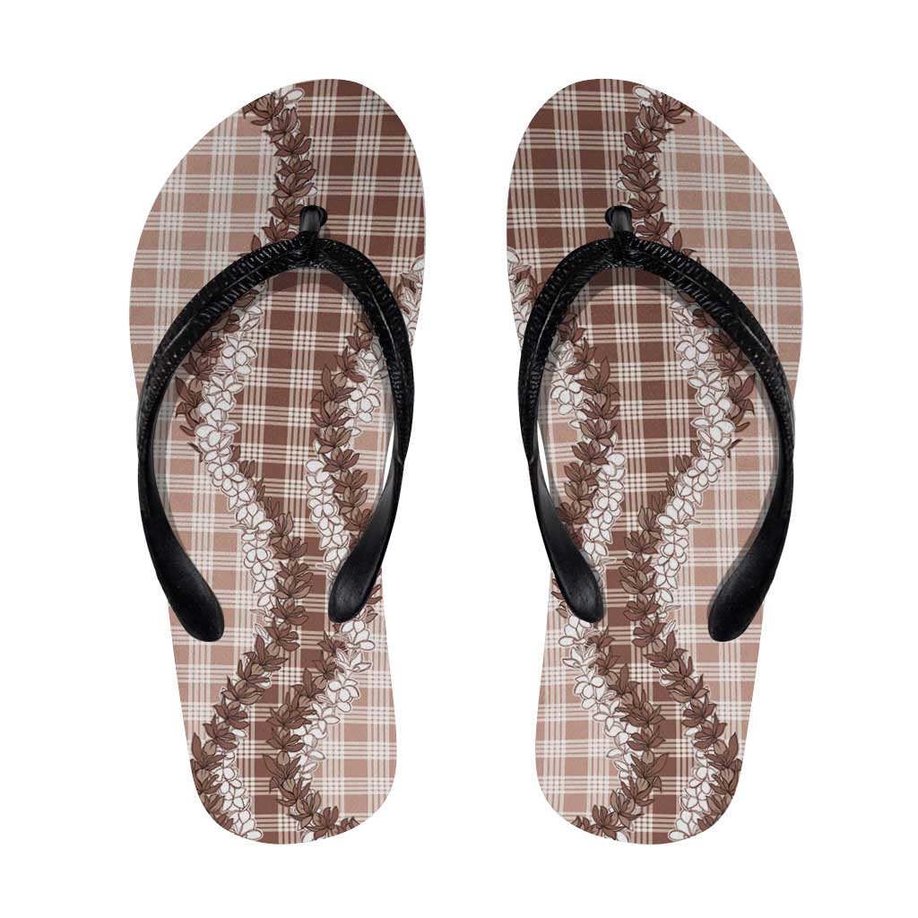 Beige Hawaii Palaka Flip Flops Hawaiian Honohono Lei LT05 Beige - Polynesian Pride