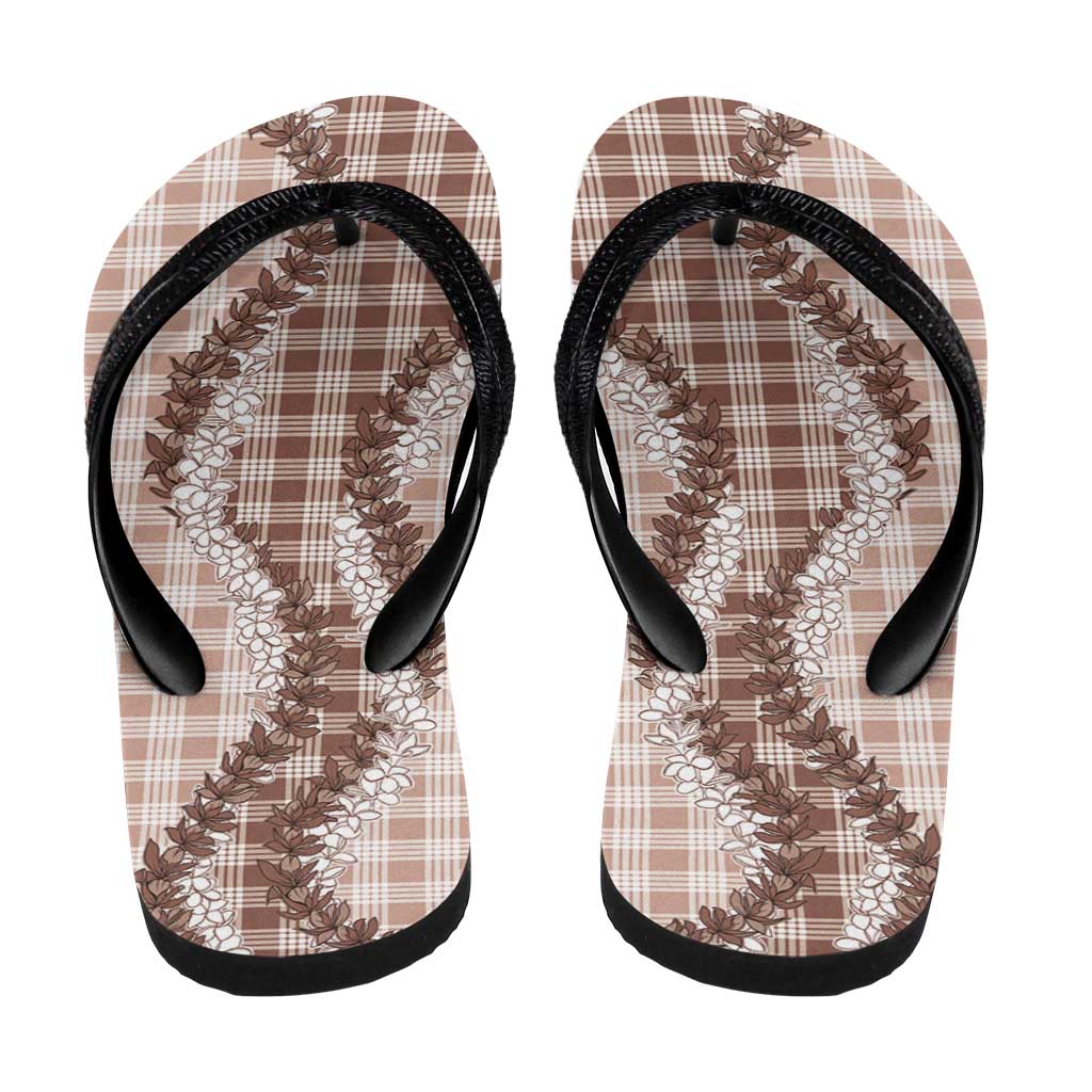 Beige Hawaii Palaka Flip Flops Hawaiian Honohono Lei LT05 - Polynesian Pride