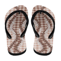 Beige Hawaii Palaka Flip Flops Hawaiian Honohono Lei LT05 - Polynesian Pride