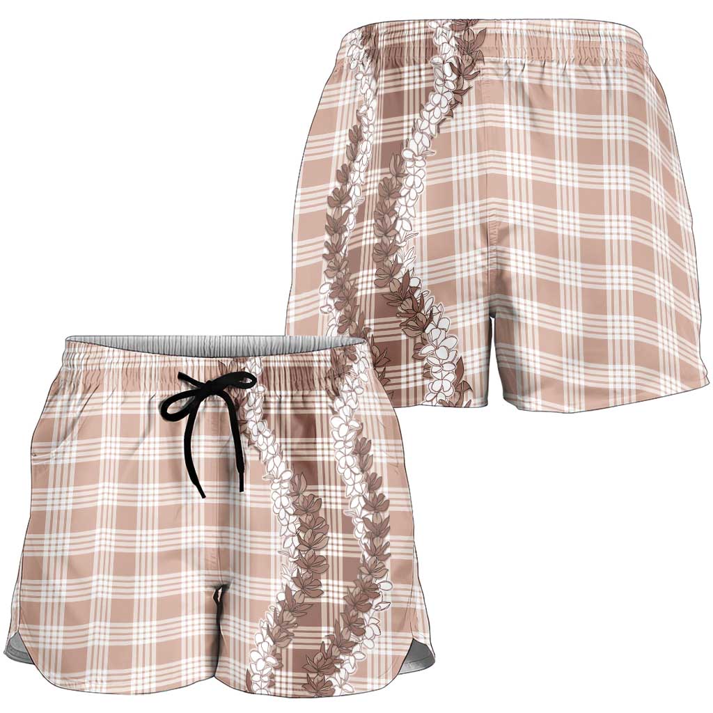 Beige Hawaii Palaka Shorts for Women Hawaiian Honohono Lei LT05 - Polynesian Pride