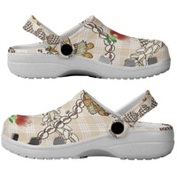 Beige Palaka Hawaii Mele Kalikimaka Clogs Shoes Ohia Lehua Shell Leis Funny Gingerbread Santa LT14 - Polynesian Pride