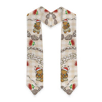 Beige Palaka Hawaii Mele Kalikimaka Graduation Stole Ohia Lehua Shell Leis Funny Gingerbread Santa LT14 - Polynesian Pride