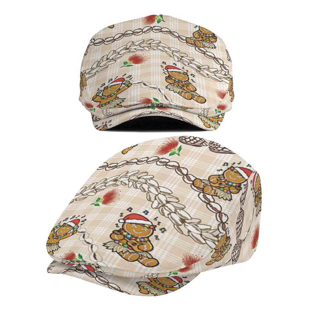 Beige Palaka Hawaii Mele Kalikimaka Jeff Hat Ohia Lehua Shell Leis Funny Gingerbread Santa - Polynesian Pride
