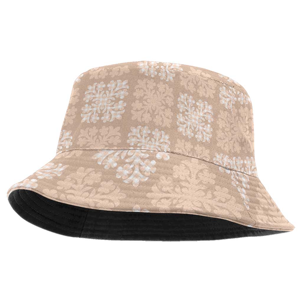 Beige Palaka Quilt Hawaii Bucket Hat Traditional Hawaii-plaid Pattern - Polynesian Pride