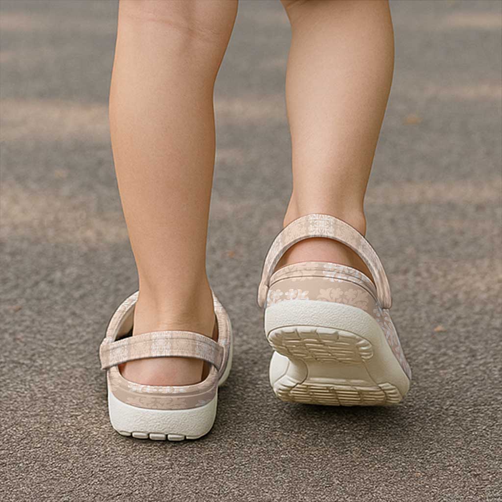 Beige Palaka Quilt Hawaii Clogs Shoes Traditional Hawaii-plaid Pattern - Polynesian Pride