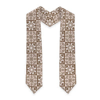 Beige Palaka Quilt Hawaii Graduation Stole Hawaiian Tropical Monstera Sea Turtle LT14 - Polynesian Pride