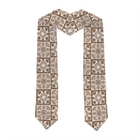 Beige Palaka Quilt Hawaii Graduation Stole Hawaiian Tropical Monstera Sea Turtle LT14 - Polynesian Pride