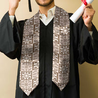 Beige Palaka Quilt Hawaii Graduation Stole Hawaiian Tropical Monstera Sea Turtle LT14 - Polynesian Pride