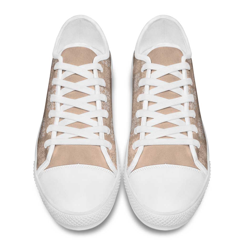 Beige Palaka Quilt Hawaii Low Top Shoes Traditional Hawaii-plaid Pattern - Polynesian Pride