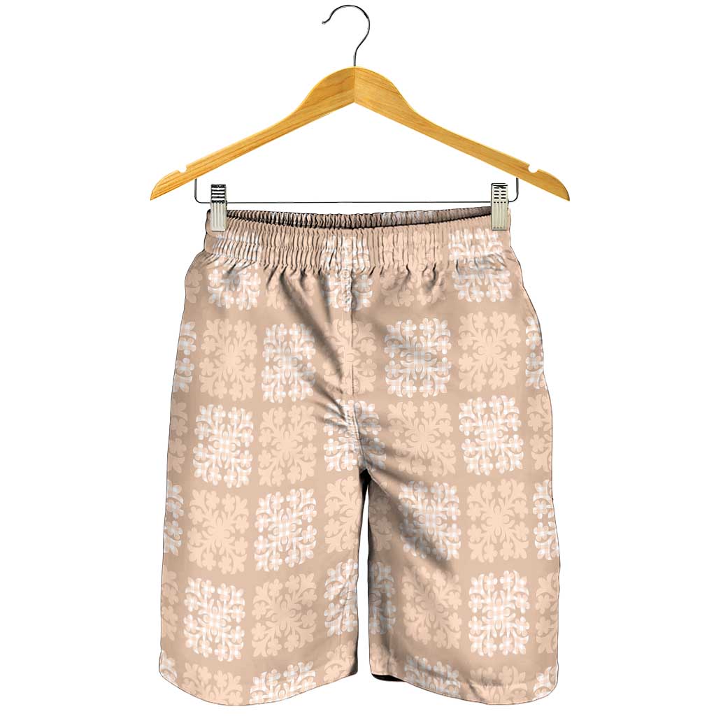 Beige Palaka Quilt Hawaii Shorts for Men Traditional Hawaii-plaid Pattern - Polynesian Pride