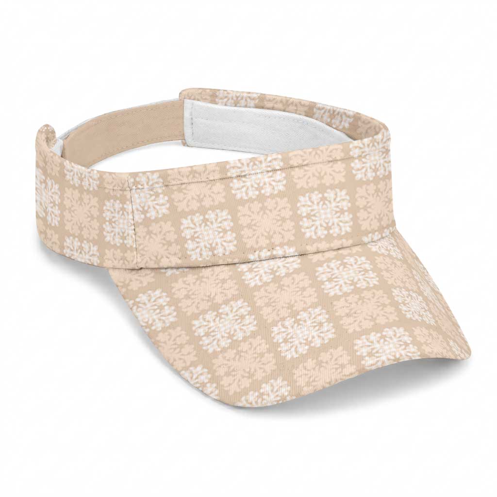 Beige Palaka Quilt Hawaii Sun Visor Cap Traditional Hawaii-plaid Pattern