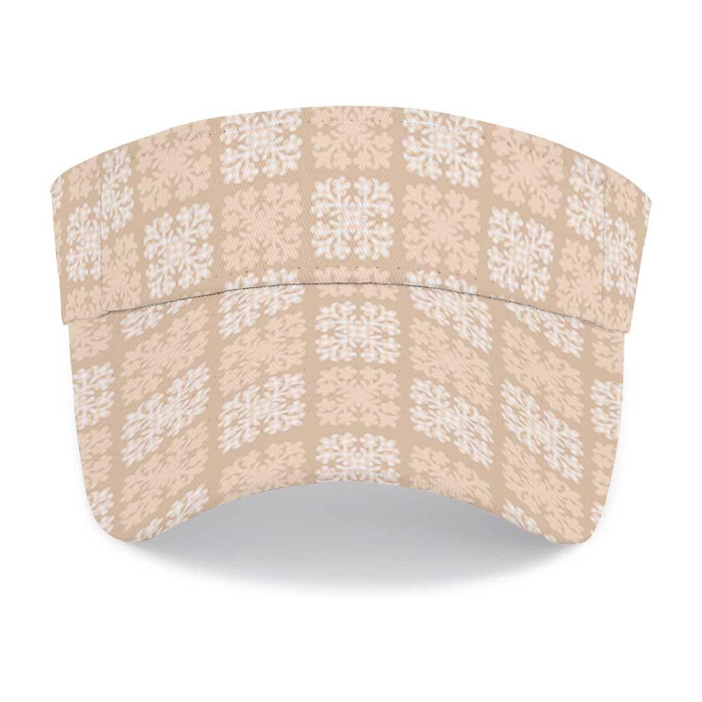 Beige Palaka Quilt Hawaii Sun Visor Cap Traditional Hawaii-plaid Pattern