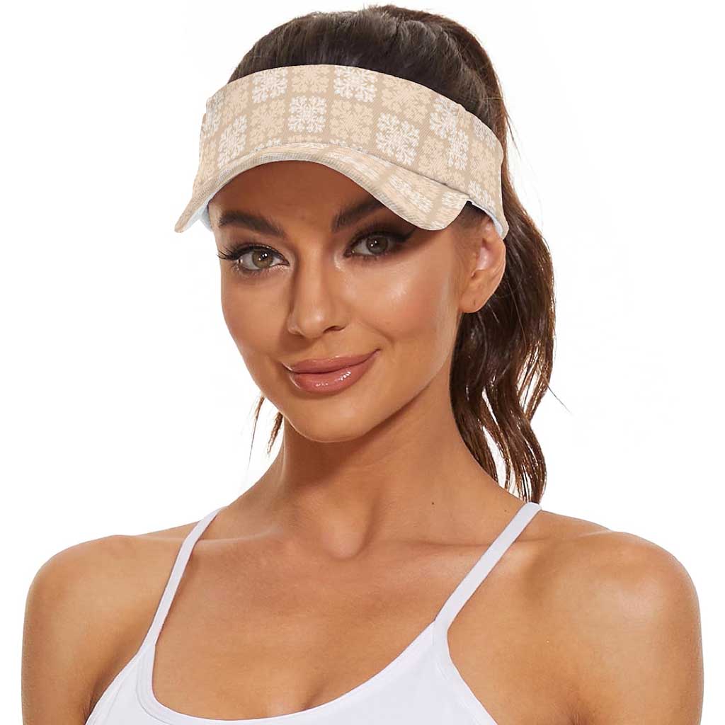 Beige Palaka Quilt Hawaii Sun Visor Cap Traditional Hawaii-plaid Pattern