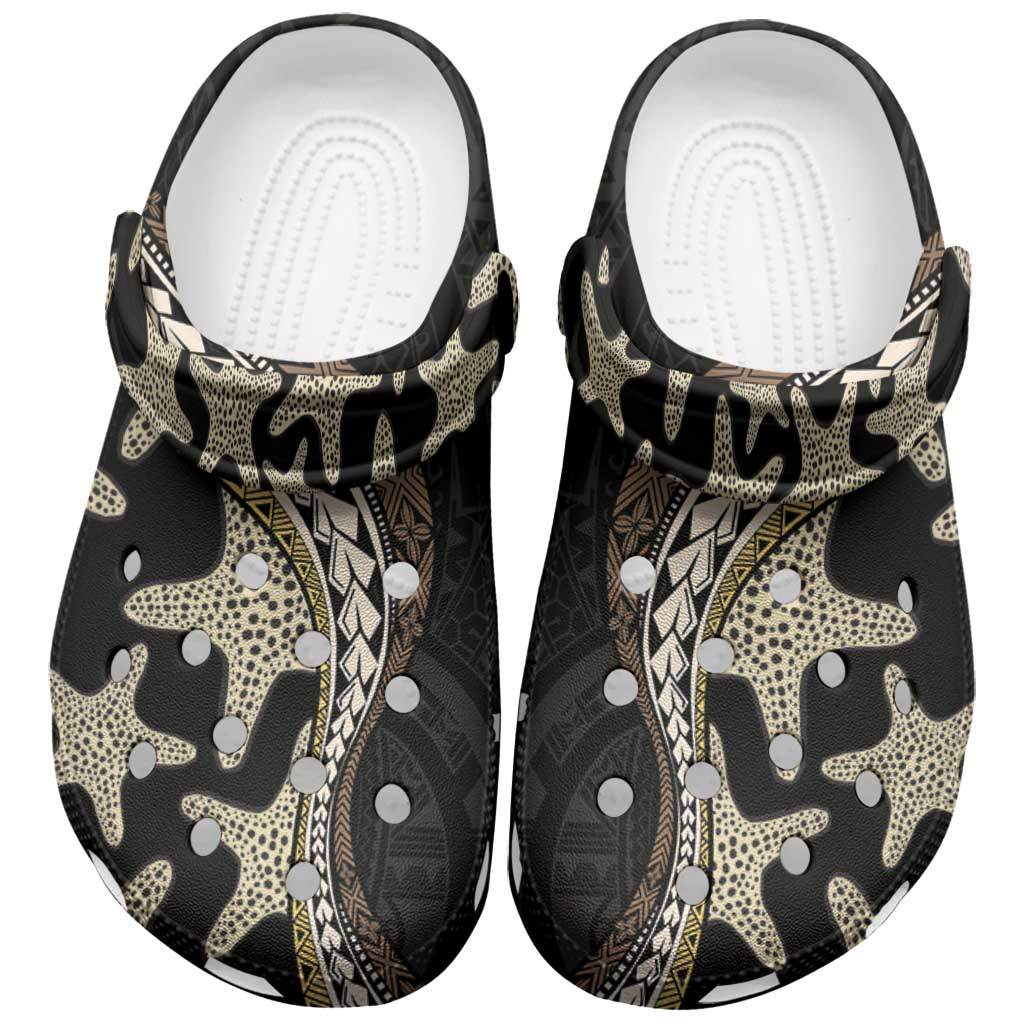 Beige Polynesian Starfish Unique Pattern Clogs Shoes
